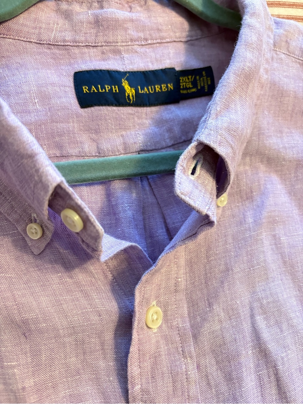 Polo by Ralph Lauren Men's Lavender Button-Down Linen Shirt